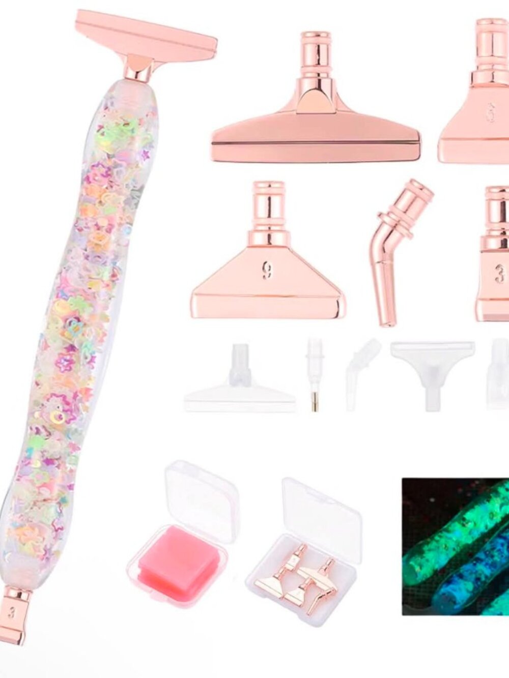 Brand New 20 PC Pink Resin Diamond Painting Pen Set in Floral & Rose Gold